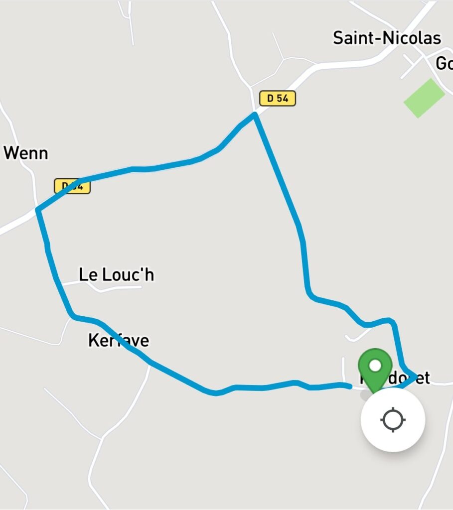 screenshot of wagoo element application showing a route following roads